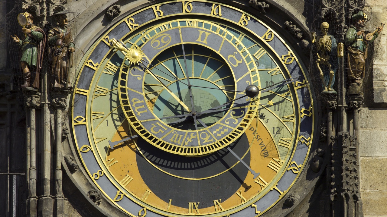 Astronomical clock display and a planetarium show representing timekeeping and education