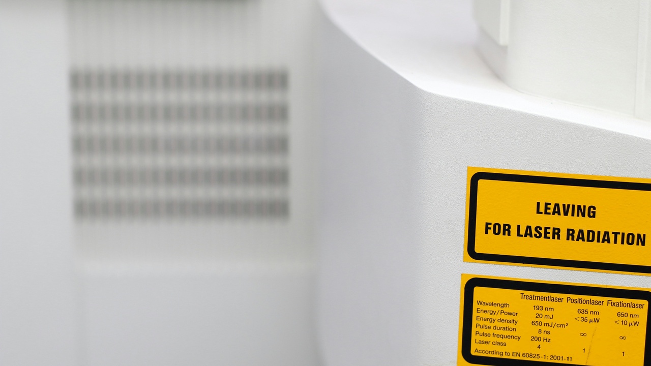 Industrial photonics factory floor with laser cutting machines