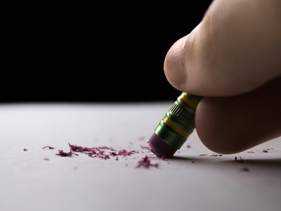 Erasing a pencil mark