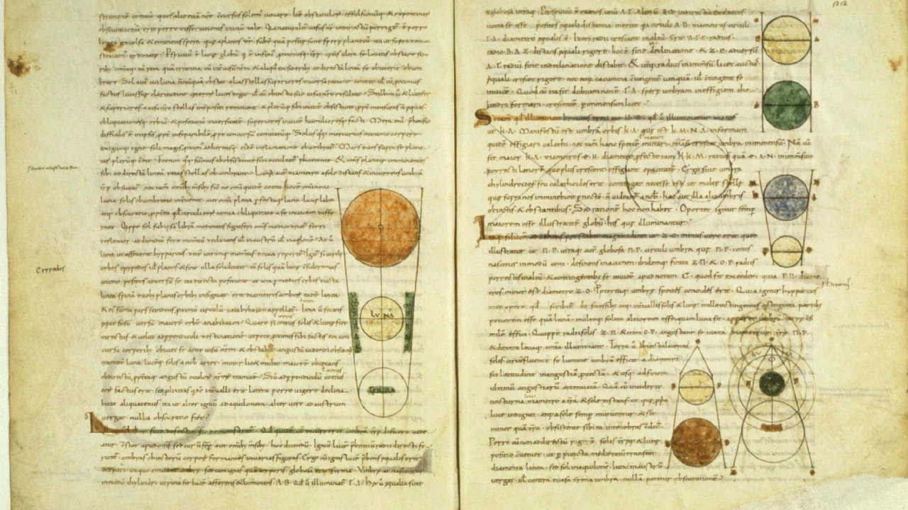 Manuscript and map related to Plato's Timaeus and Critias