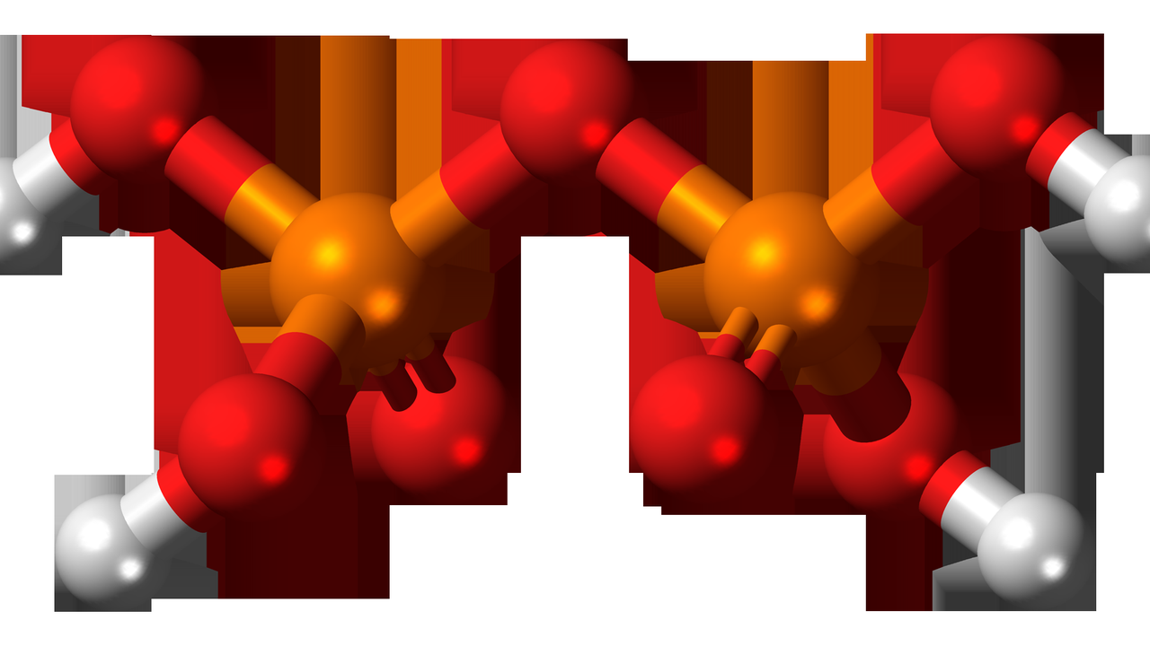 atomic model of a phosphate group attached to a DNA helix
