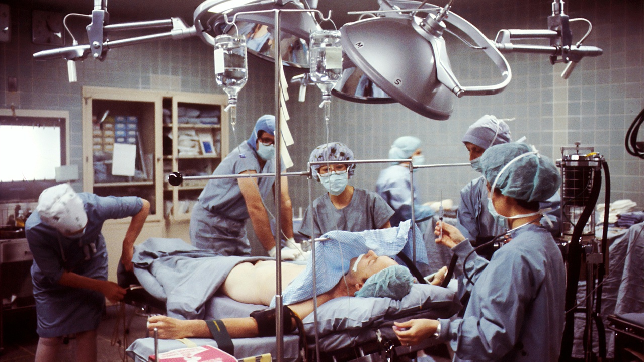 Medical professionals using augmented reality overlays to plan surgery