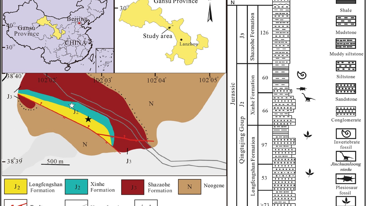 Surveying a fossil site with GPS and grid markers for documentation