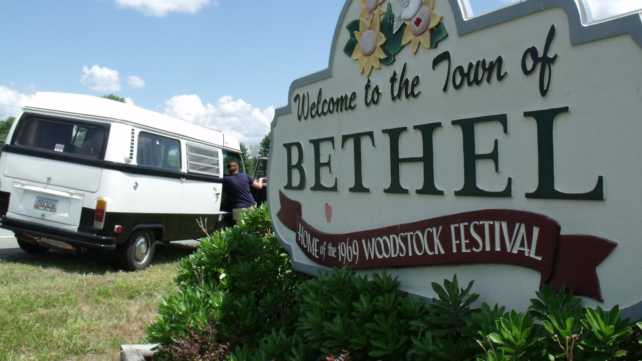 Vintage concert crowd at Woodstock 1969 and early rock and roll artists