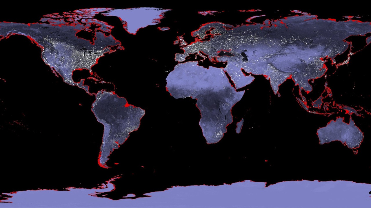 Map showing projected sea-level rise and coastal impacts.
