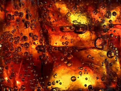 Soda with ice and bubbles