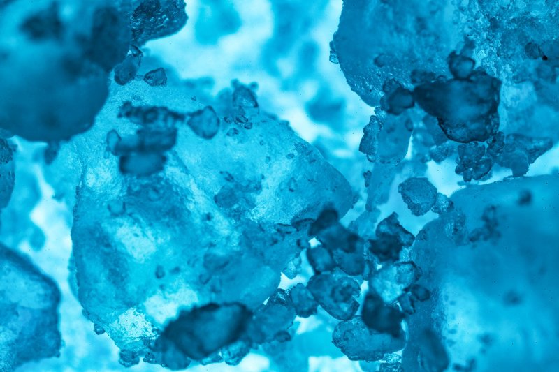 Detailed macro shot showcasing the intricate textures of blue crystals.