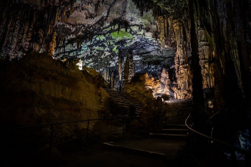Explore the intricate formations and stairs inside this stunning Spanish cave.