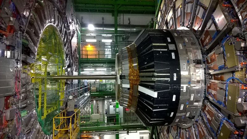 Intricate machinery inside CERN's Large Hadron Collider in Geneva, Switzerland.